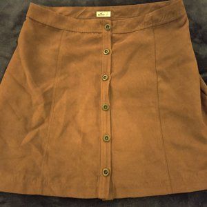 Hollister Retro Suede Brown Button Up Skirt